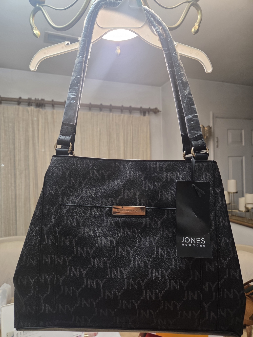 Jones New York Black Monogram Tote Bag